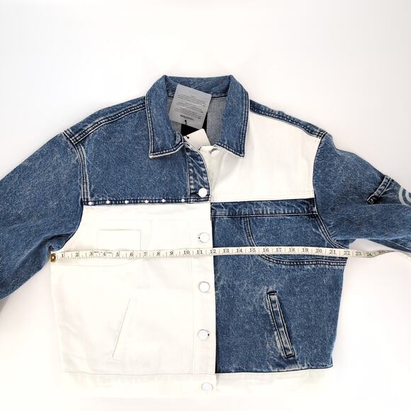 Desigual Striped Patchwork Blue White Denim Chaq Lollypop Jacket - Size M - NWT - Picture 9 of 16